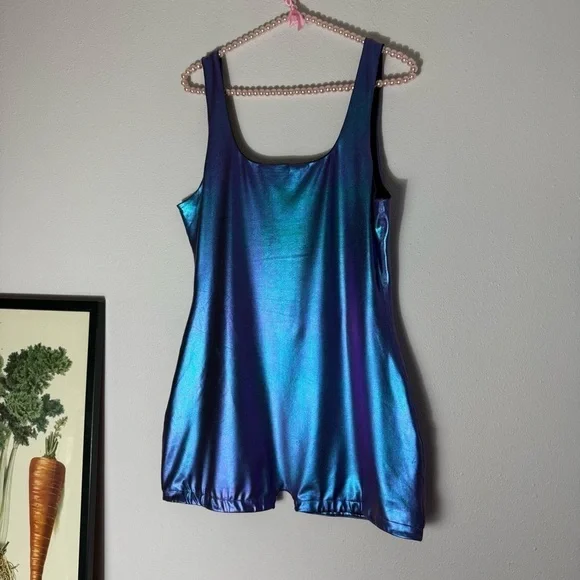 Akira metallic blue/purple shift futuristic romper size L - Picture 7 of 16